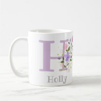First Initial Plus Name Holly with Flowers