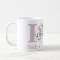 First Initial Plus Name India with Flowers