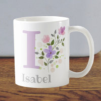 First Initial Plus Name Isabel with Flowers