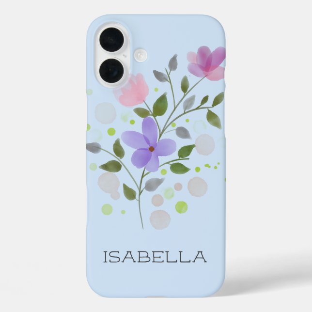 First Initial Plus Name Isabella with Flowers Case-Mate iPhone Case (Back)