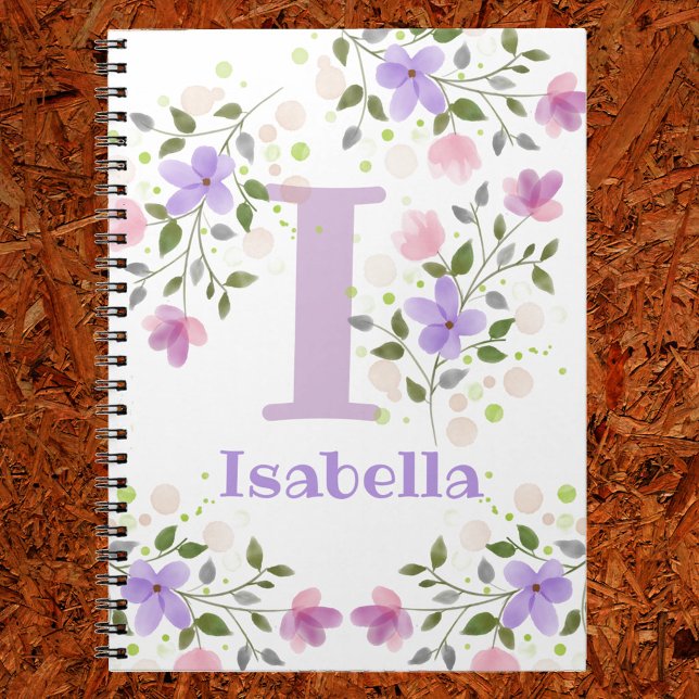 First Initial Plus Name Isabella with Flowers Notebook (Creator Uploaded)