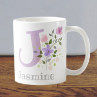 First Initial Plus Name Jasmine with Flowers