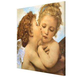 First Kiss (angel detail) by Bouguereau Canvas Print