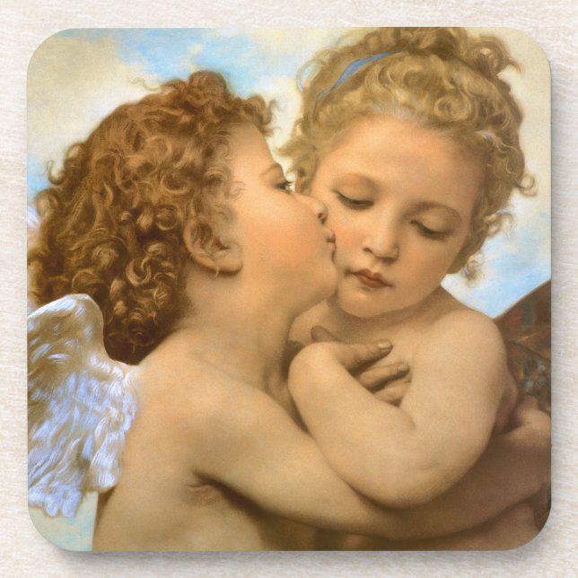 First Kiss (angel detail) by Bouguereau Coaster (Front)