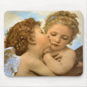 First Kiss (angel detail) by Bouguereau Mouse Mat