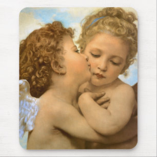 First Kiss (angel detail) by Bouguereau Mouse Mat