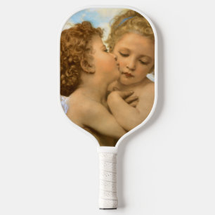 First Kiss (angel detail) by Bouguereau Pickleball Paddle