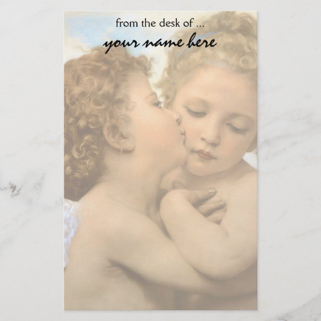 First Kiss (angel detail) by Bouguereau Stationery (Front)