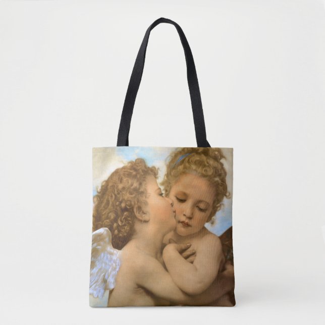 First Kiss (angel detail) by Bouguereau Tote Bag (Front)