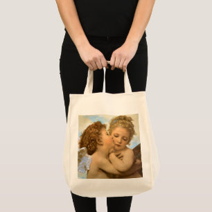 First Kiss (angel detail) by Bouguereau Tote Bag