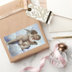 First Kiss by Bouguereau, Vintage Victorian Angels Rectangular Sticker