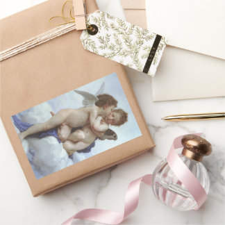 First Kiss by Bouguereau, Vintage Victorian Angels Rectangular Sticker