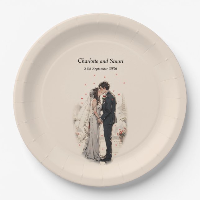 First Kiss Paper Plate (Front)