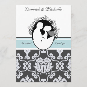 First Kiss Sea Blue Customised Wedding Invitation