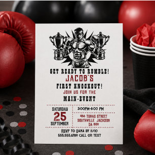 First Knockout Boxing Birthday Invitation