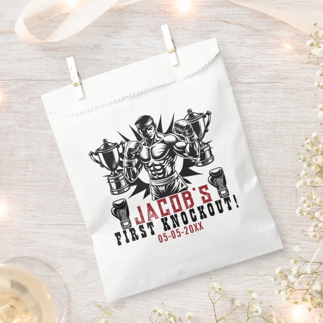 First Knockout Boxing Birthday Party Favour Bags (Clipped)