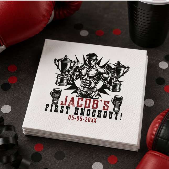 First Knockout Boxing Birthday Party Napkin (First Knockout Boxing Birthday Party Napkins)
