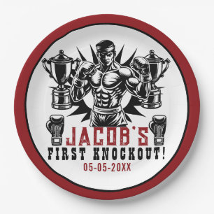 First Knockout Boxing Birthday Party Paper Plate