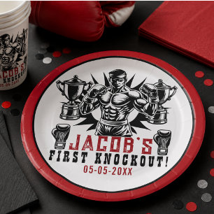 First Knockout Boxing Birthday Party Paper Plate
