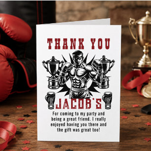  First Knockout Boxing Birthday Party Thank You Card
