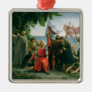 First Landing of Christopher Columbus in Metal Tree Decoration