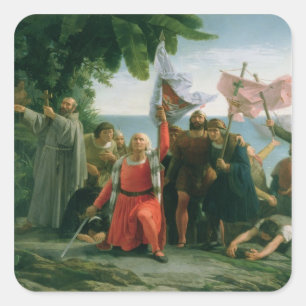 First Landing of Christopher Columbus in Square Sticker