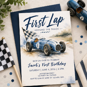 First Lap Around the Track 1st Birthday ONE Invitation