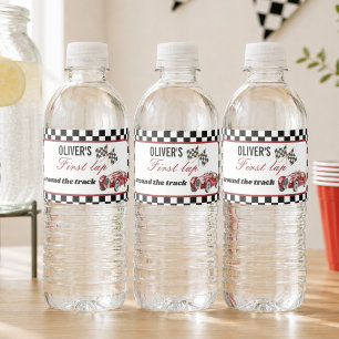 First Lap Around the Track 1st Birthday Race Car Water Bottle Label