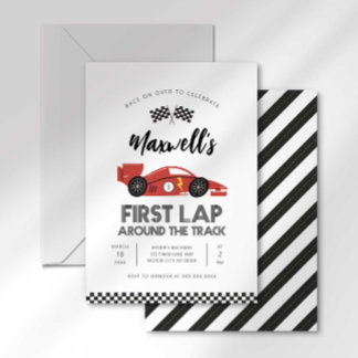 First Lap Around the Track Birthday Invitation