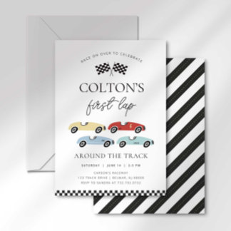 First Lap Around the Track Birthday Invitation