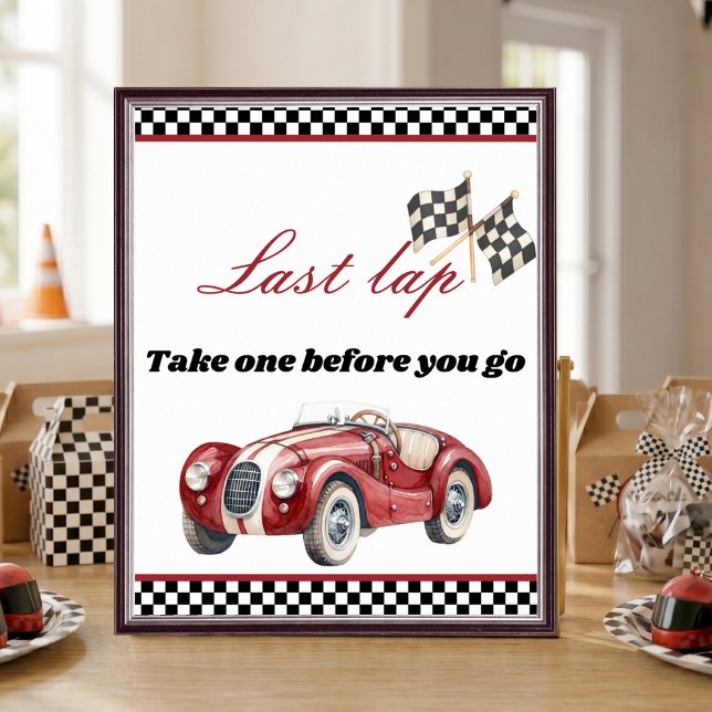 First Lap Around the Track Favour Table Sign (First Lap Around the Track Favor Table Sign)
