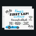 First Lap Around the Track, Kids' Birthday Party Invitation<br><div class="desc">It's a first lap around the track!  Race on over to celebrate a race car themed first birthday party!</div>