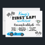 First Lap Around the Track, Kids' Birthday Party Invitation<br><div class="desc">It's a first lap around the track!  Race on over to celebrate a race car themed first birthday party!</div>