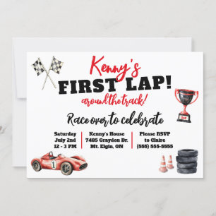 First Lap Around the Track, Kids' Birthday Party Invitation