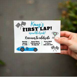 First Lap Around the Track, Kids' Birthday Party Invitation
