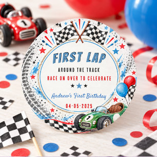 First Lap Around The Track Race Car 1st Birthday Classic Round Sticker