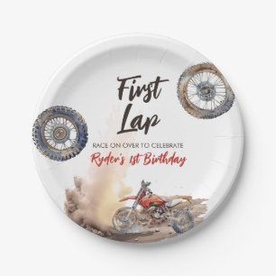 First Lap Little Racer 1st Birthday Paper Plate