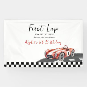 First Lap Race Car 1st Birthday Banner