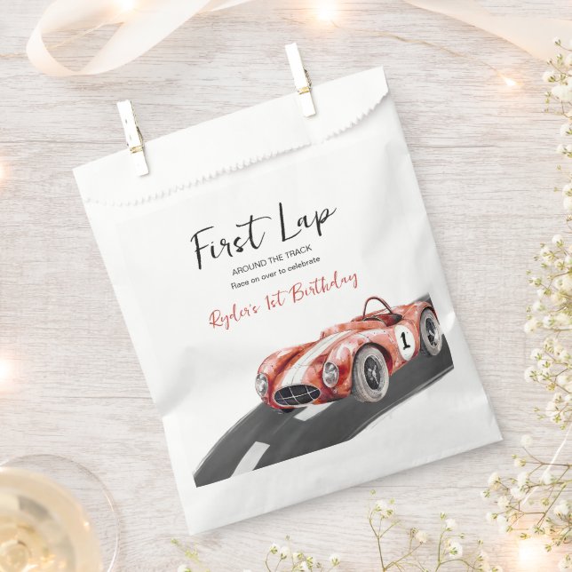 First Lap Race Car 1st Birthday  Favour Bags (Clipped)