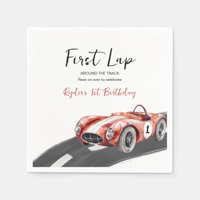 First Lap Race Car 1st Birthday  Napkin (Front)