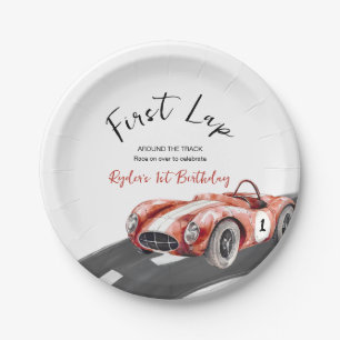 First Lap Race Car 1st Birthday  Paper Plate