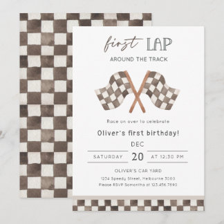 First Lap Racing 1st Birthday Party  Invitation