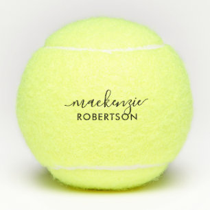 First Last Name Personalised Elegant Script Tennis Balls