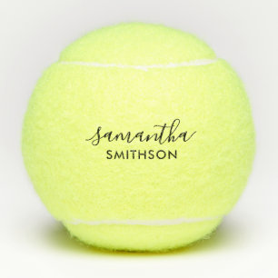 First Last Name Personalised Elegant Script Tennis Tennis Balls