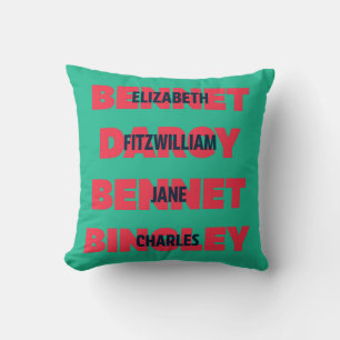 First & Last Names of Pride & Prejudice Characters Cushion