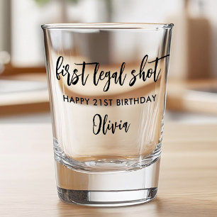 First Legal Shot Modern 21st Birthday Glass