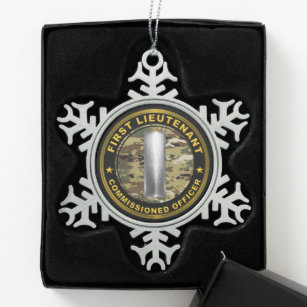 First Lieutenant  Snowflake Pewter Christmas Ornament