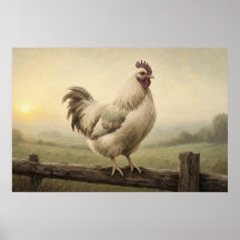 First Light Rooster Farmhouse Painting