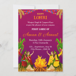 First Lohri Celebration Invitation Card