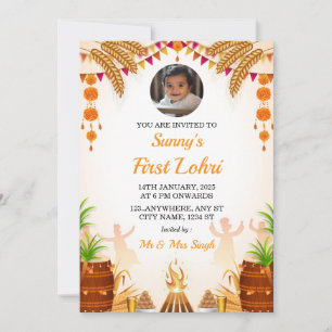 First Lohri Invitation Card, Lohri Party Card